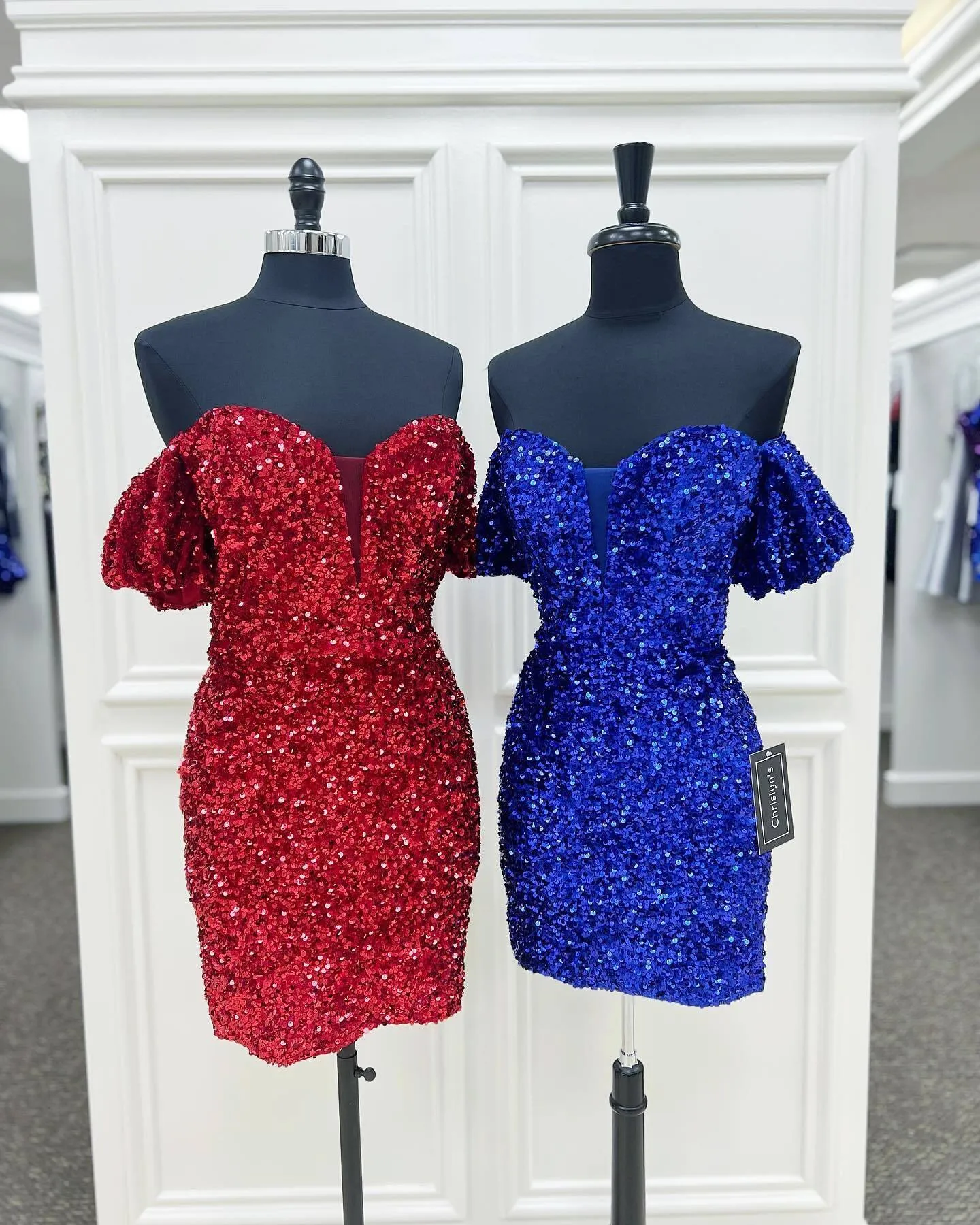 Sparkle Red Sequin Off the Shoulder Bodycon Mini Party Dress