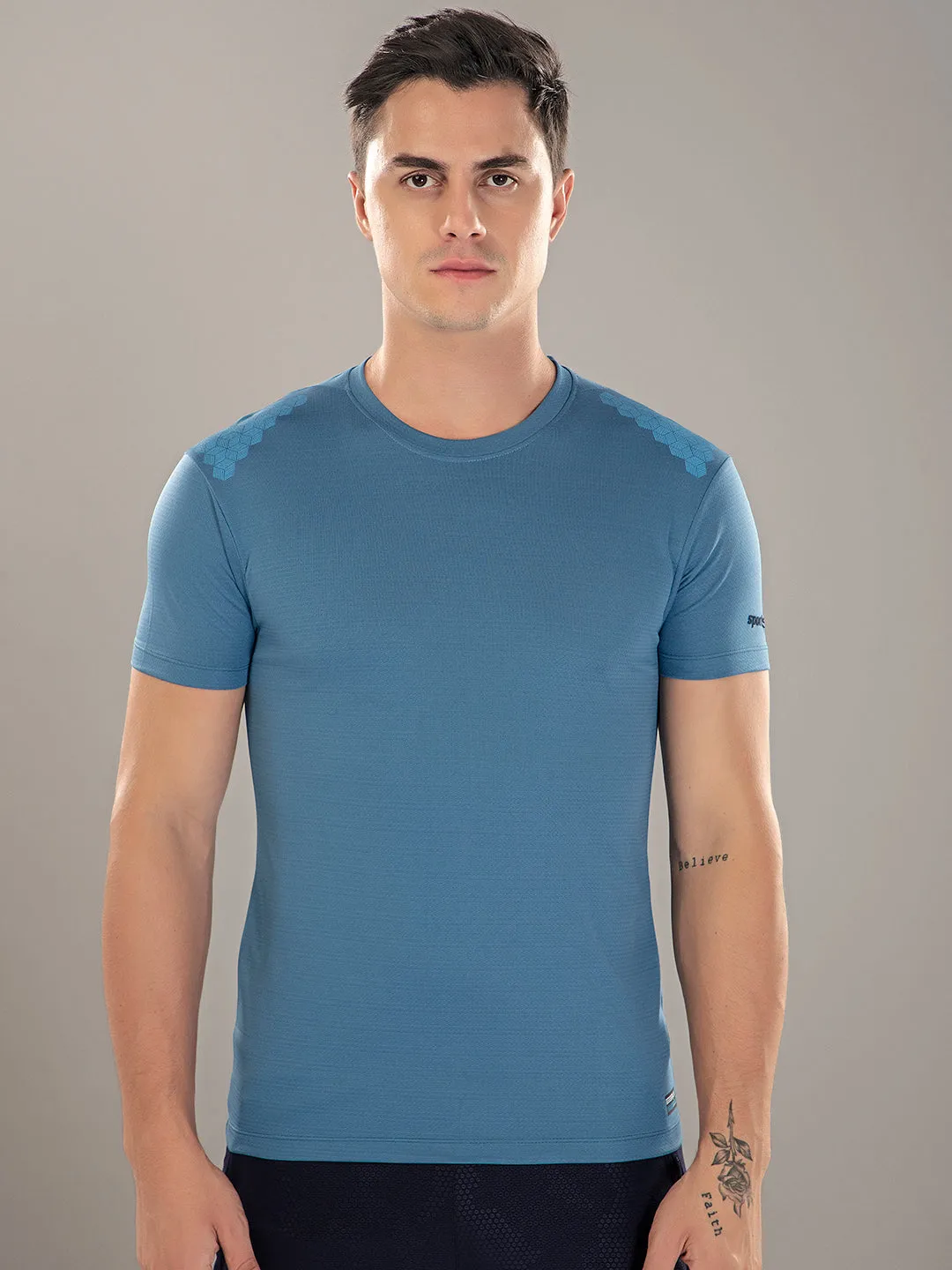 Sport Sun Active Round Neck Ice Blue T Shirt