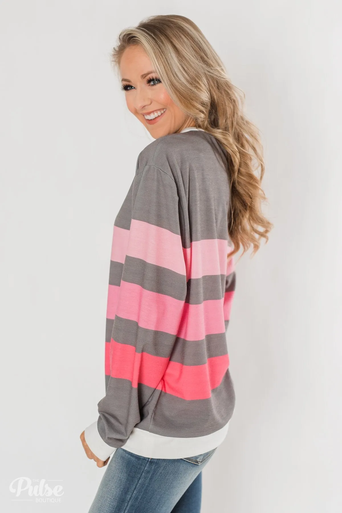 Spring's Pink Dream Striped Top - Comment Sold