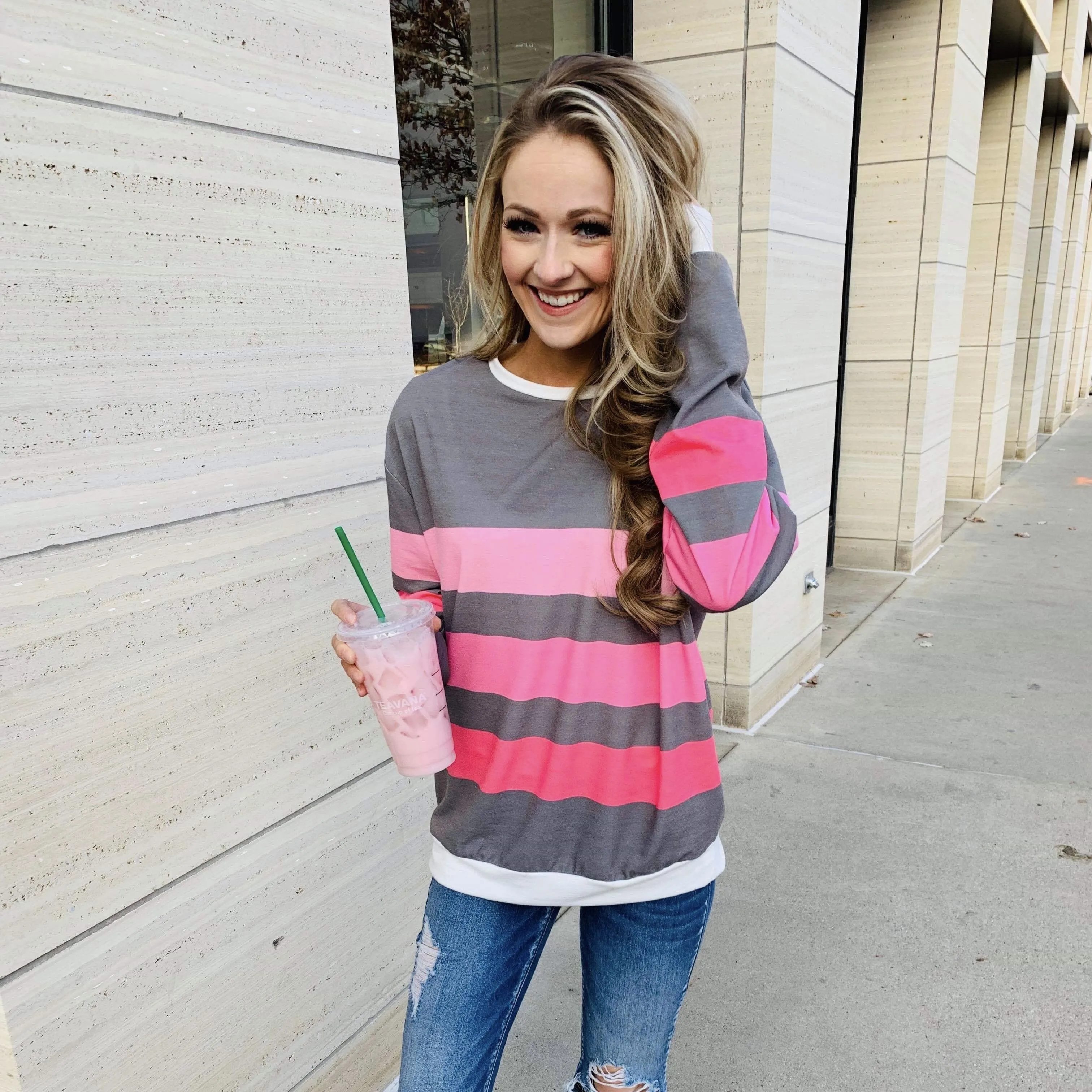 Spring's Pink Dream Striped Top - Comment Sold