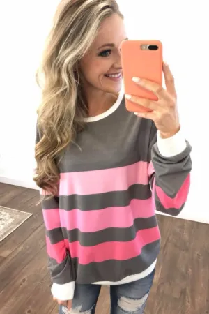 Spring's Pink Dream Striped Top - Comment Sold