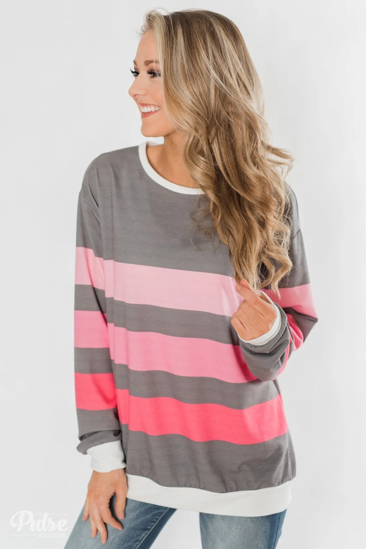 Spring's Pink Dream Striped Top - Comment Sold