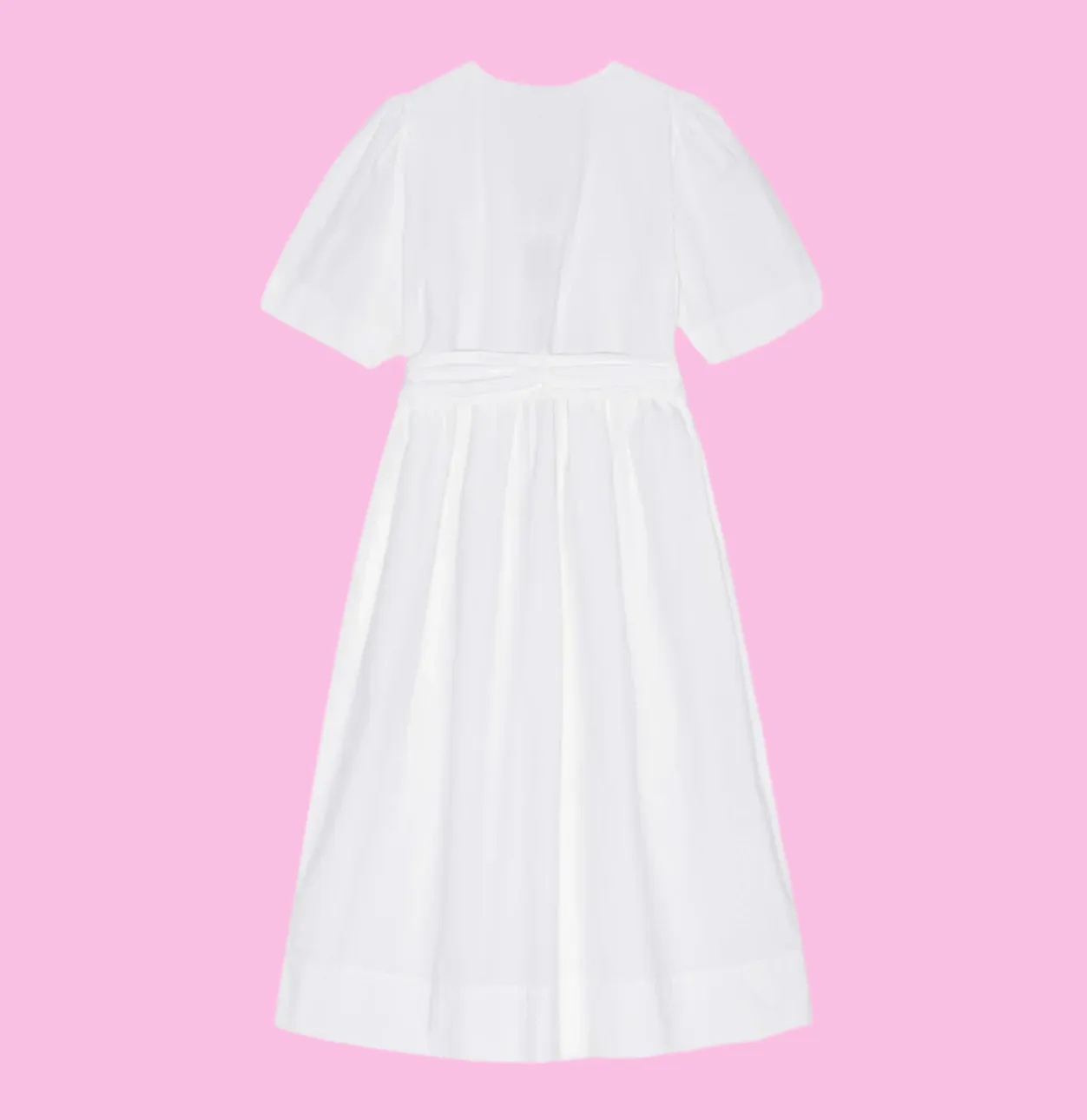 STRETCH COTTON TIE STRAP MIDI DRESS | WHITE