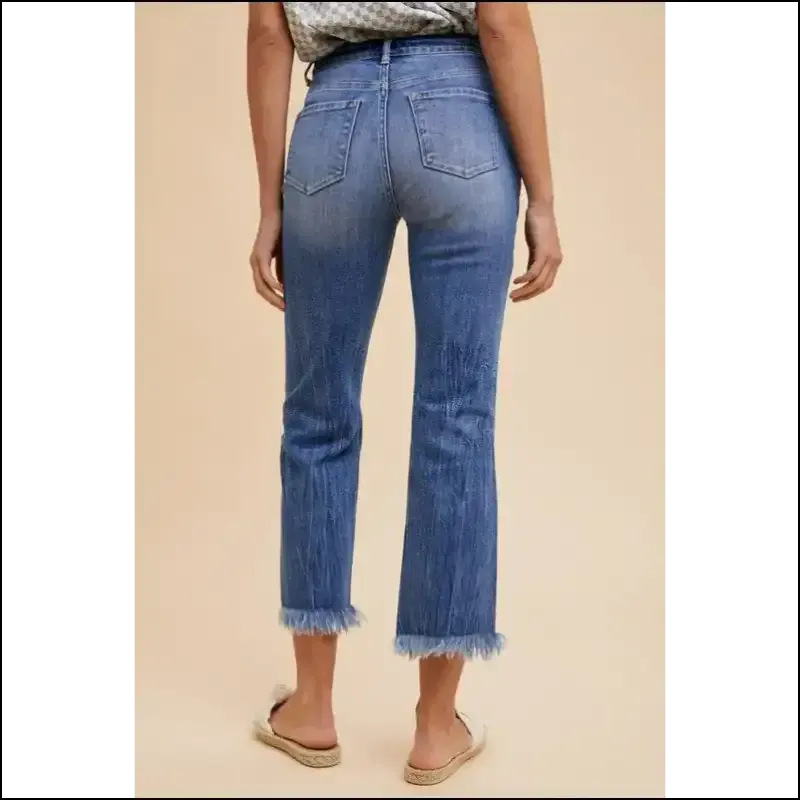 Strut your Stuff in Annie Wear's Distressed Raw Hem Cropped Jeans – Chaos & Class! 💃