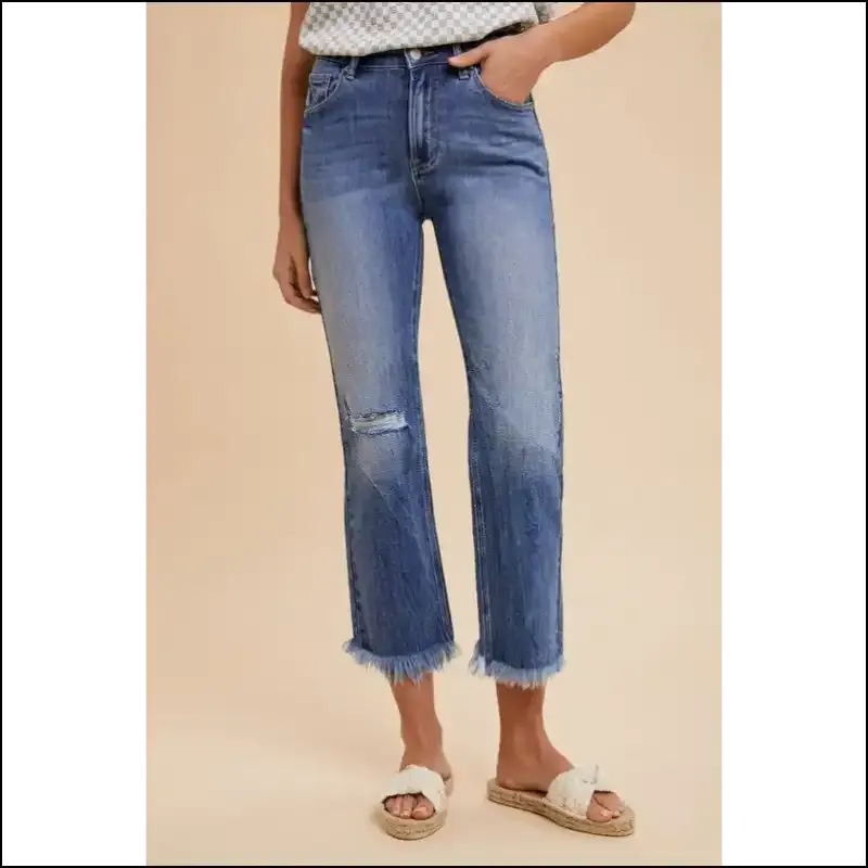 Strut your Stuff in Annie Wear's Distressed Raw Hem Cropped Jeans – Chaos & Class! 💃