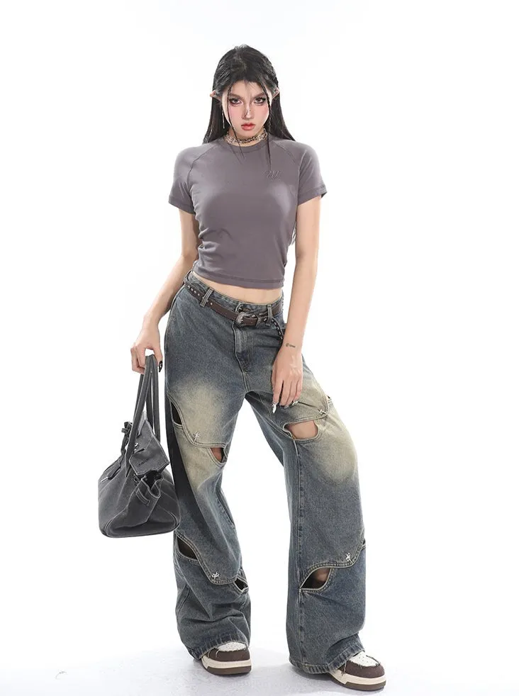 Studded Cutout Jeans
