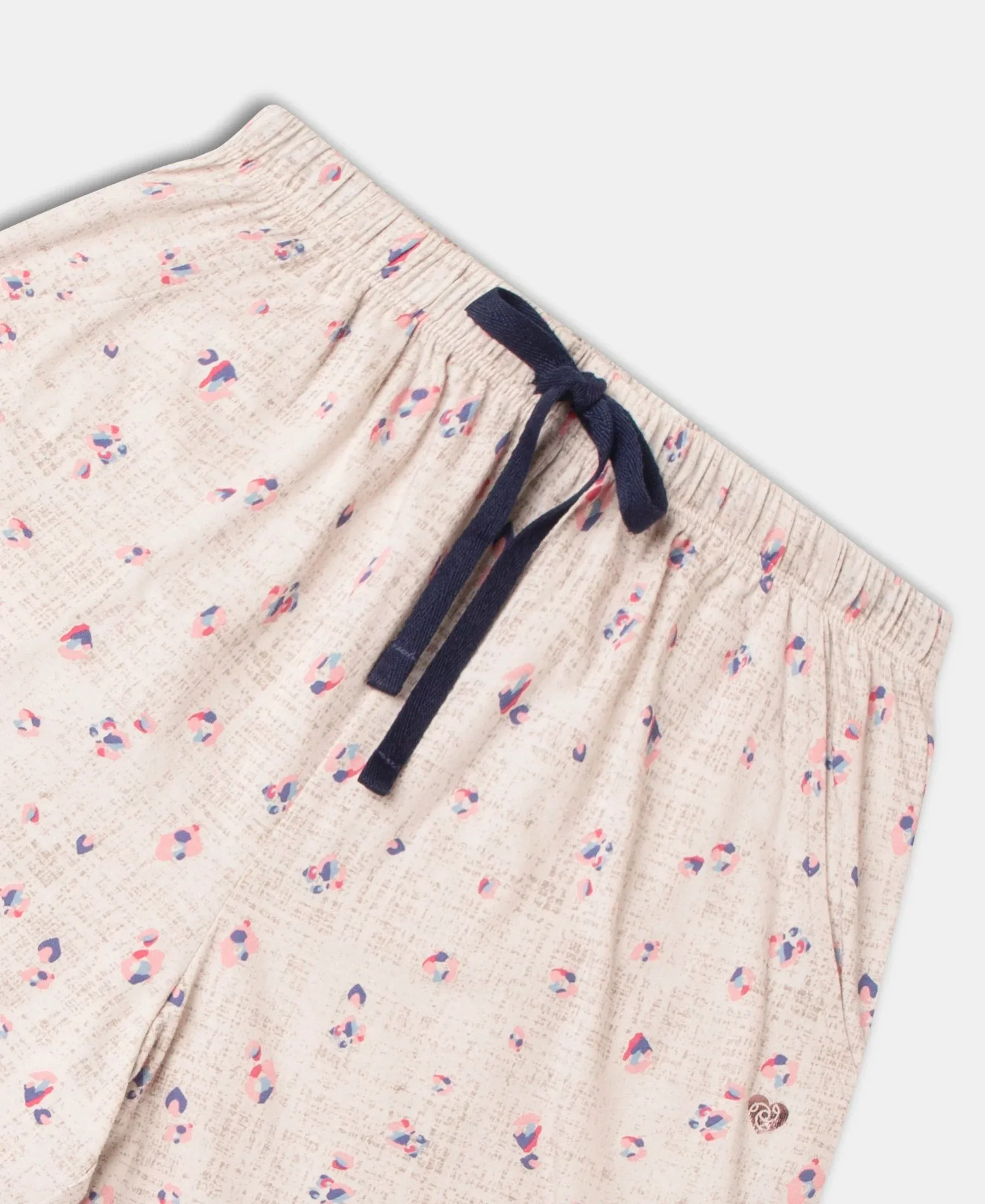 Super Combed Cotton Relaxed Fit Printed Sleep Shorts with Side Pockets - Vapour Blue