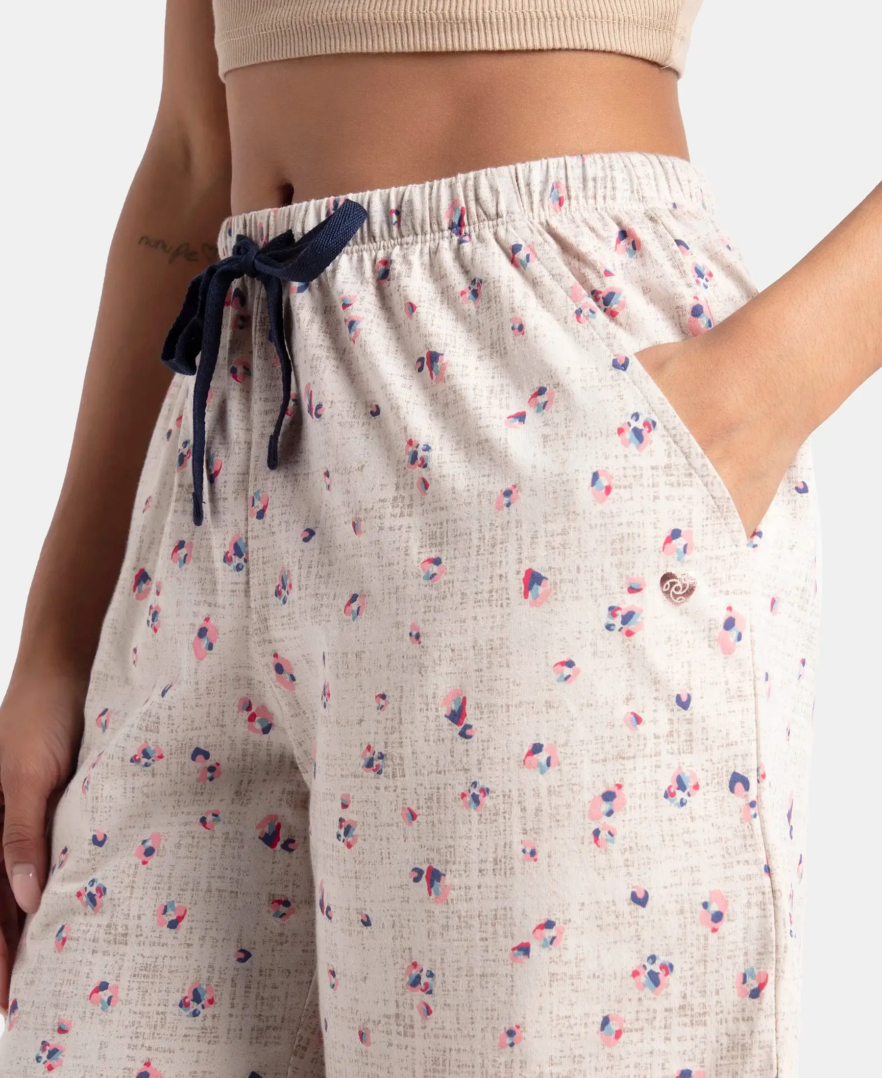 Super Combed Cotton Relaxed Fit Printed Sleep Shorts with Side Pockets - Vapour Blue