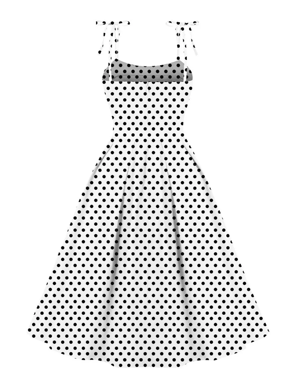 Sweet Love Polka Dots Print  Spaghetti Strap 1950s Vintage Swing Dress