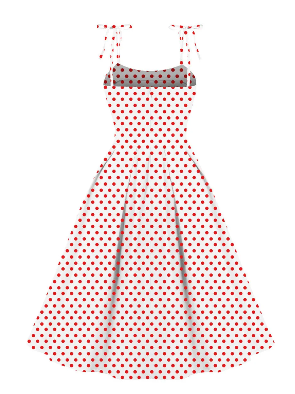 Sweet Love Polka Dots Print  Spaghetti Strap 1950s Vintage Swing Dress