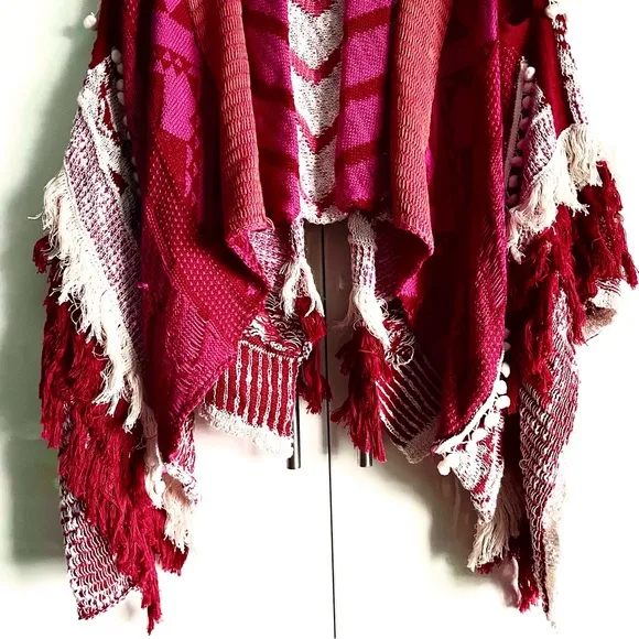 Sweet Sinammon Waterfall Knit Sweater Vest In Fucshia Combo Size S NWT