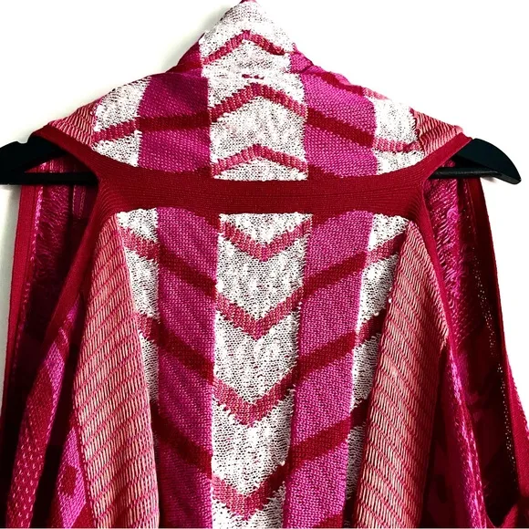 Sweet Sinammon Waterfall Knit Sweater Vest In Fucshia Combo Size S NWT