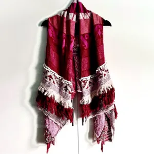 Sweet Sinammon Waterfall Knit Sweater Vest In Fucshia Combo Size S NWT