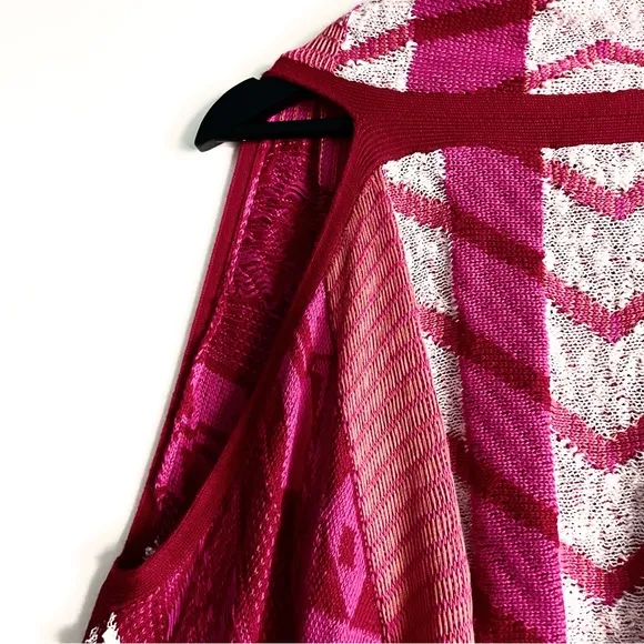 Sweet Sinammon Waterfall Knit Sweater Vest In Fucshia Combo Size S NWT