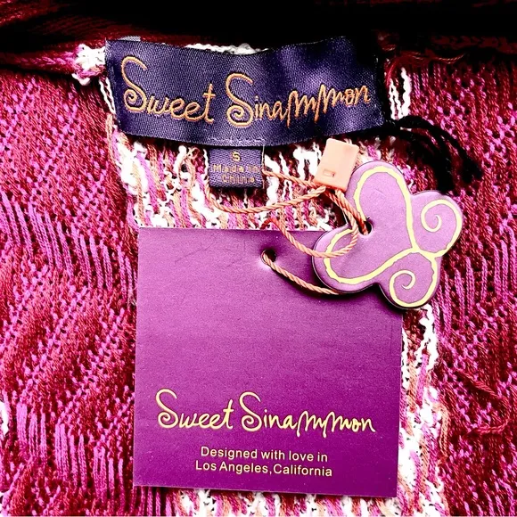 Sweet Sinammon Waterfall Knit Sweater Vest In Fucshia Combo Size S NWT