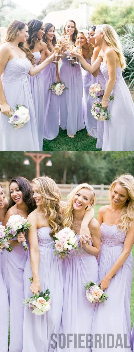 Sweetheart Strapless Sleeveless Chiffon Bridesmaid Dress With Pleats, BD1013