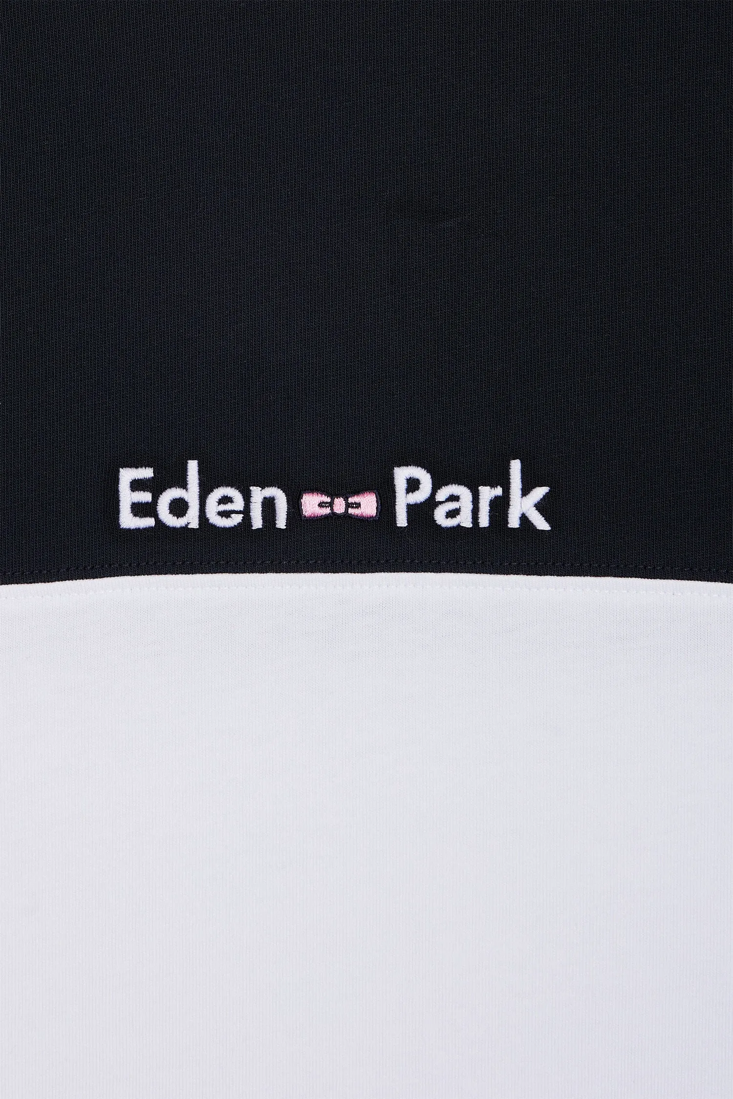 T-shirt brodé en coton bicolore blanc coupe droite