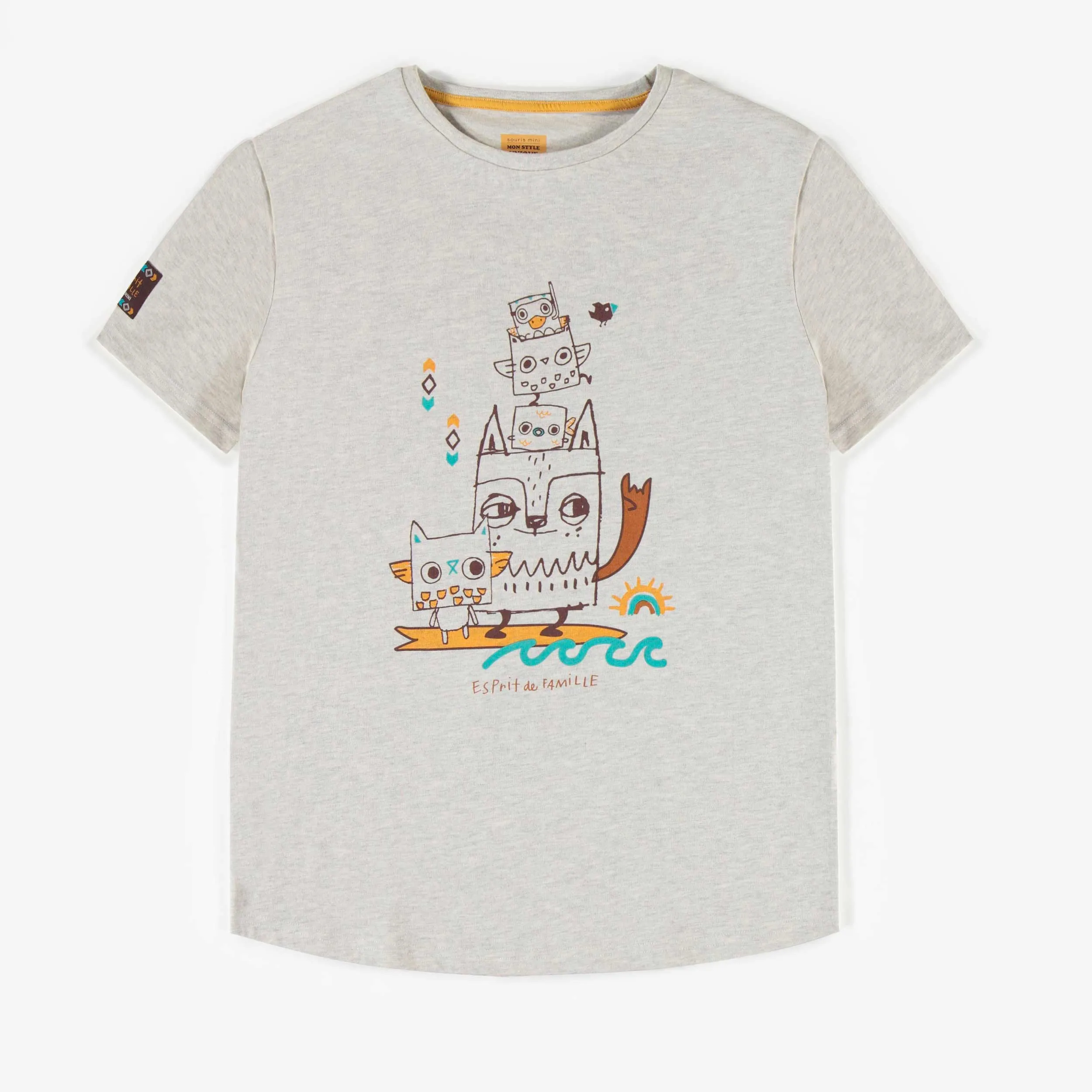 T-shirt crème avec illustration, adulte || Cream t-shirt with illustration, adult