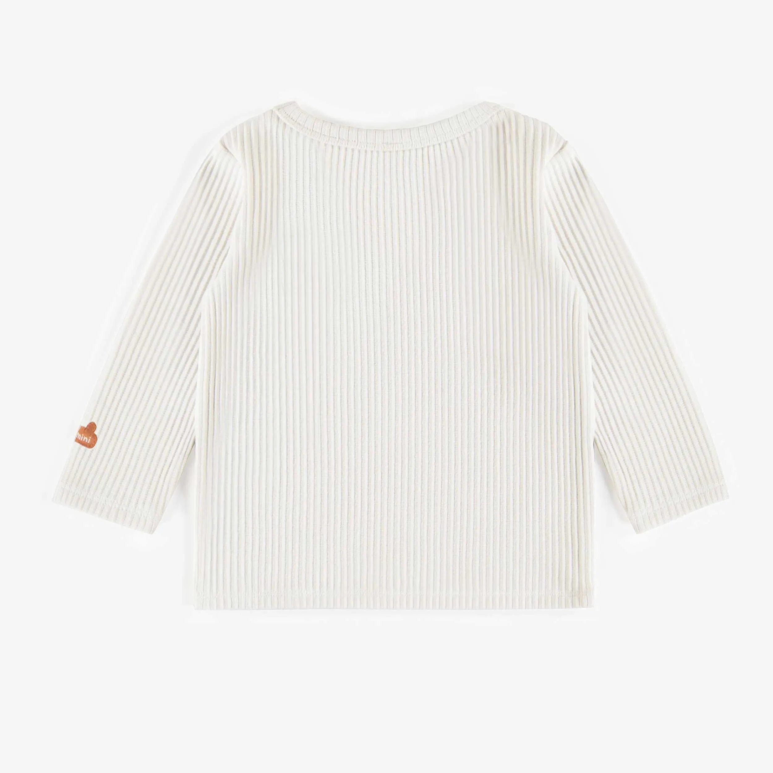 T-shirt crème côtelé en coton biologique, naissance  || Cream ribbed t-shirt in organic cotton, newborn