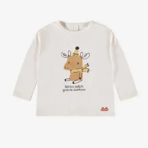 T-shirt crème en coton biologique, naissance  || Cream t-shirt in organic cotton, newborn
