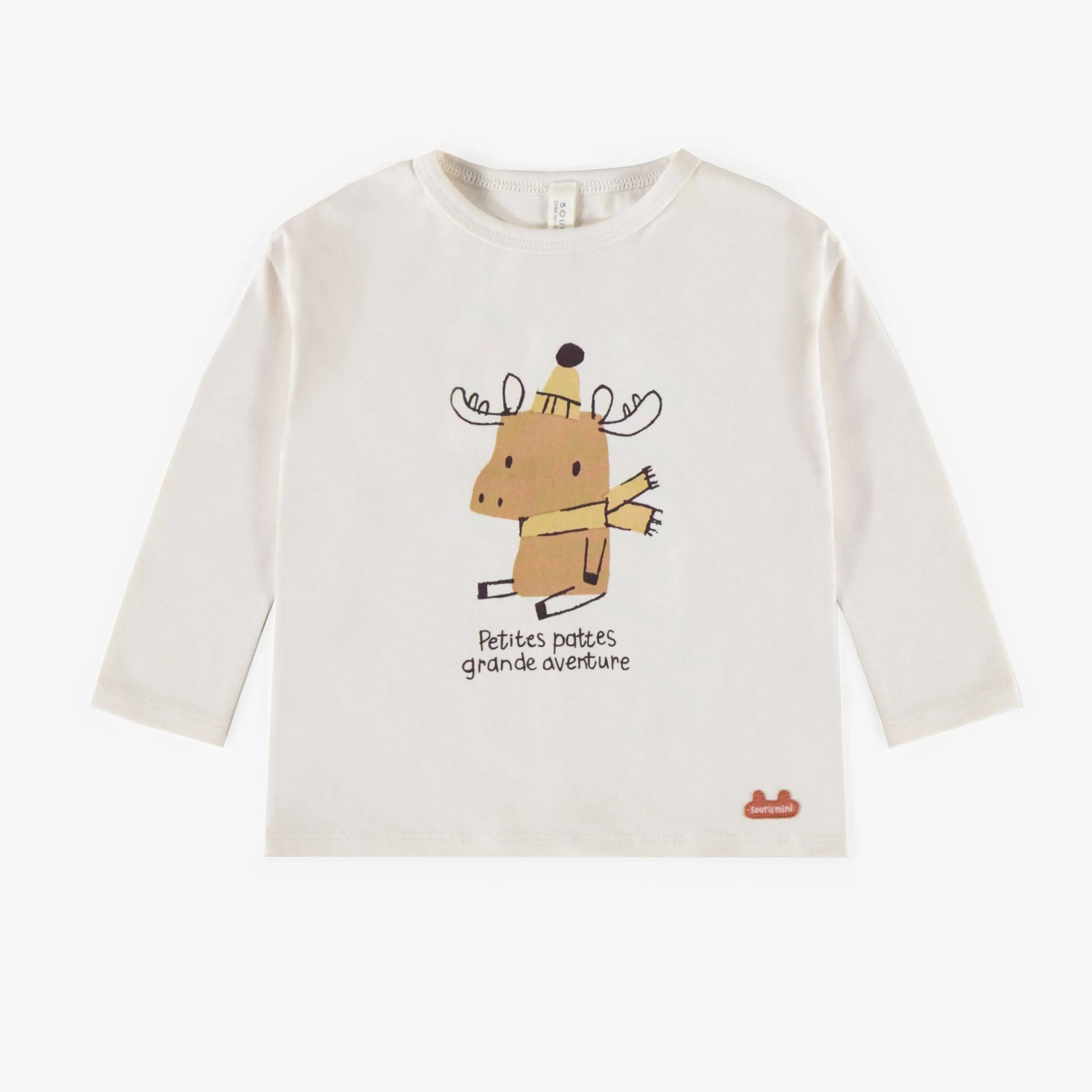 T-shirt crème en coton biologique, naissance  || Cream t-shirt in organic cotton, newborn