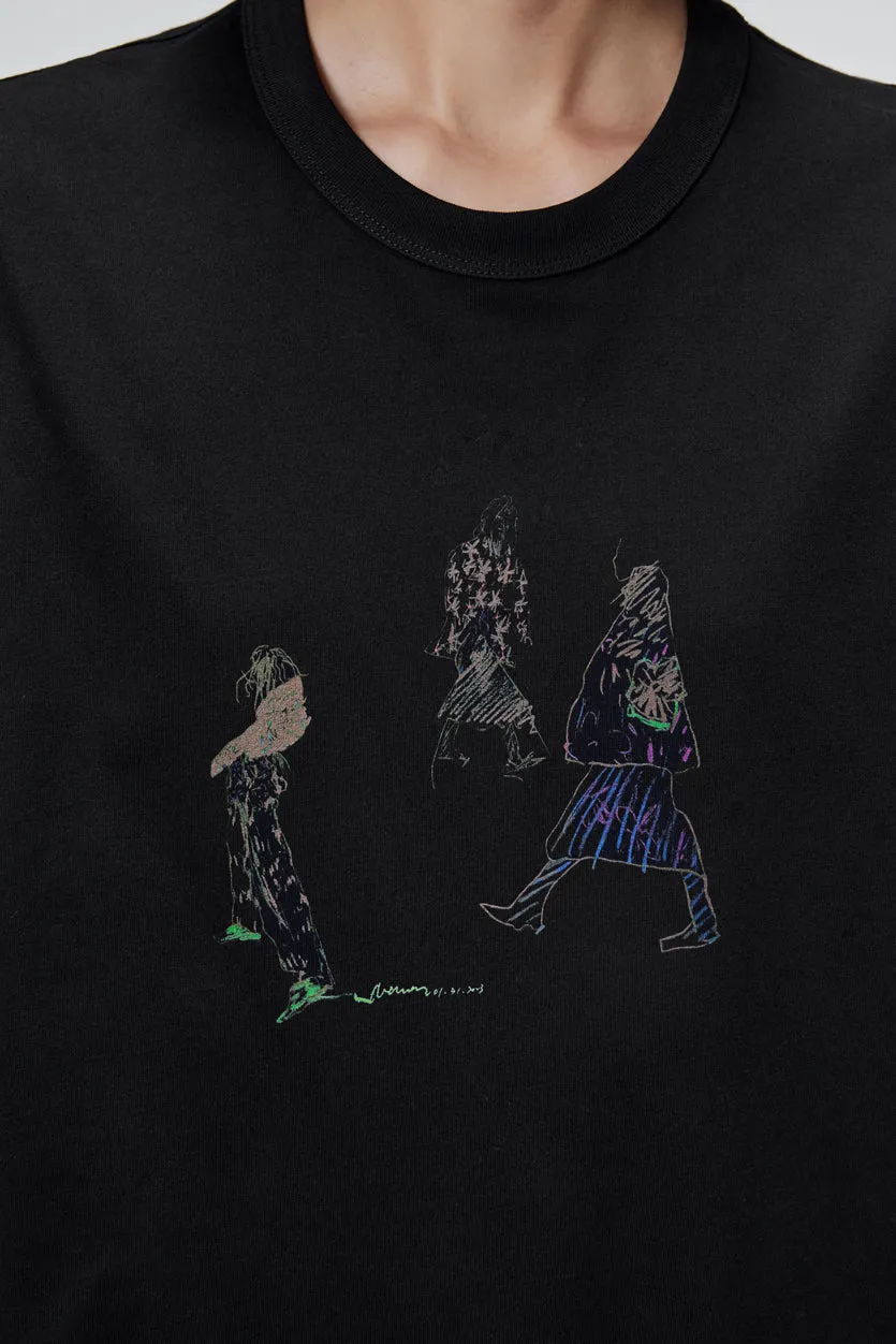T-shirt / JNBY Funny  Illustration Printed Round Neck T-shirt
