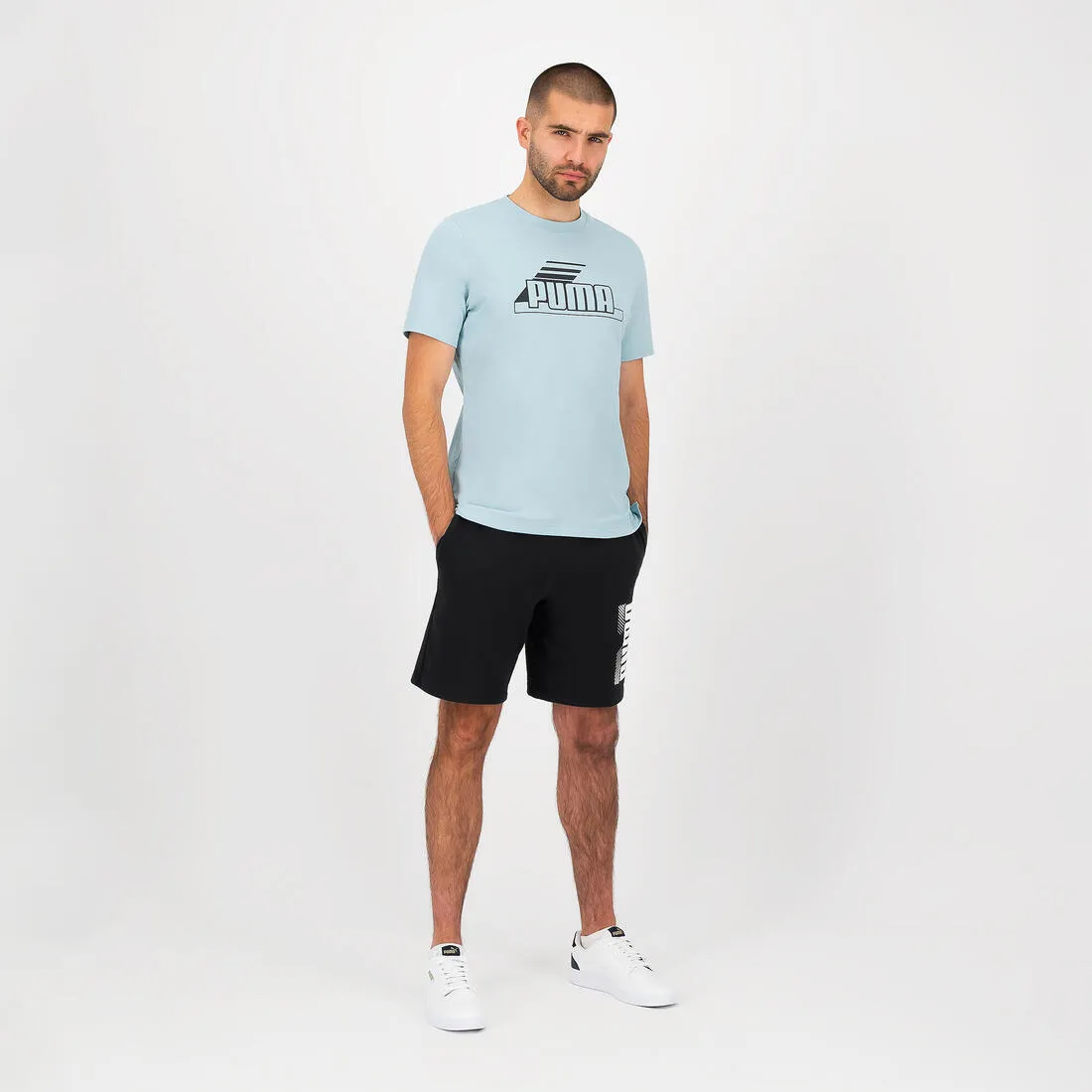 T-shirt PUMA fitness manches courtes coton homme bleu