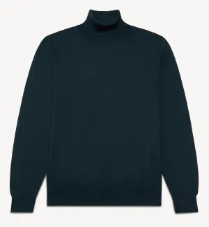 Tartan Green Merino Knit Roll Neck