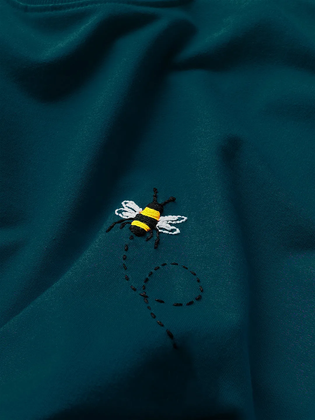 Teal Blue - Unisex Hand Embroidered Oversize T-Shirt
