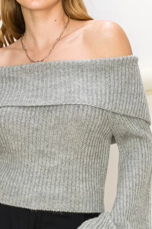 Tease Me Ribbed Off-Shoulder Sweater