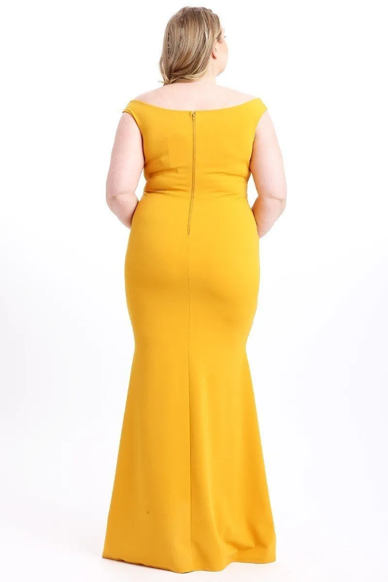 Techno Crepe Stretch Off The Shoulder Dress