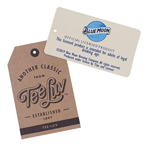Tee Luv Blue Moon Beer T-Shirt - Blue Moon Brewing Company Gold Logo Shirt (Indigo-Black Heather) (S)