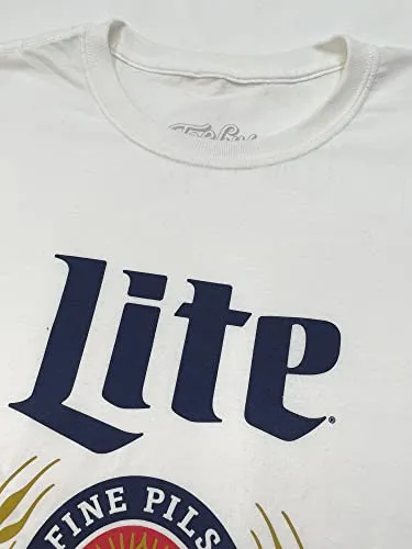 Tee Luv Miller Lite Shirt - Vintage Miller Light Beer Logo T-Shirt (White) (XL)