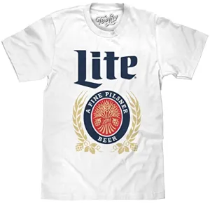 Tee Luv Miller Lite Shirt - Vintage Miller Light Beer Logo T-Shirt (White) (XL)