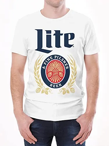 Tee Luv Miller Lite Shirt - Vintage Miller Light Beer Logo T-Shirt (White) (XL)