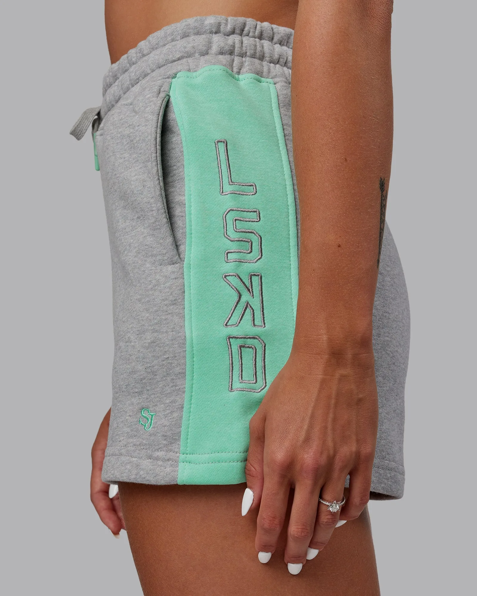 Tenacity Lounge Short - Light Grey Marle-Ice Green