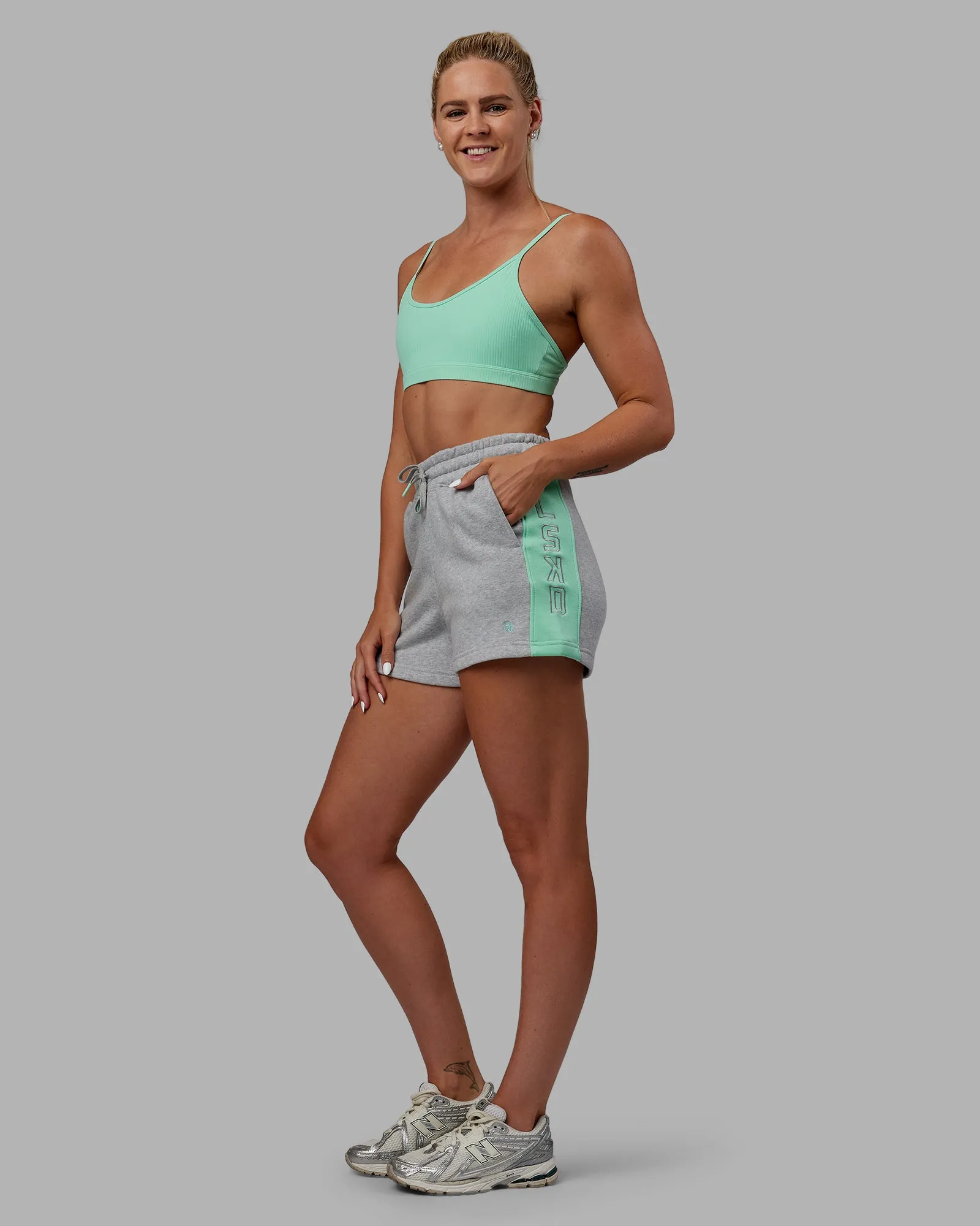 Tenacity Lounge Short - Light Grey Marle-Ice Green
