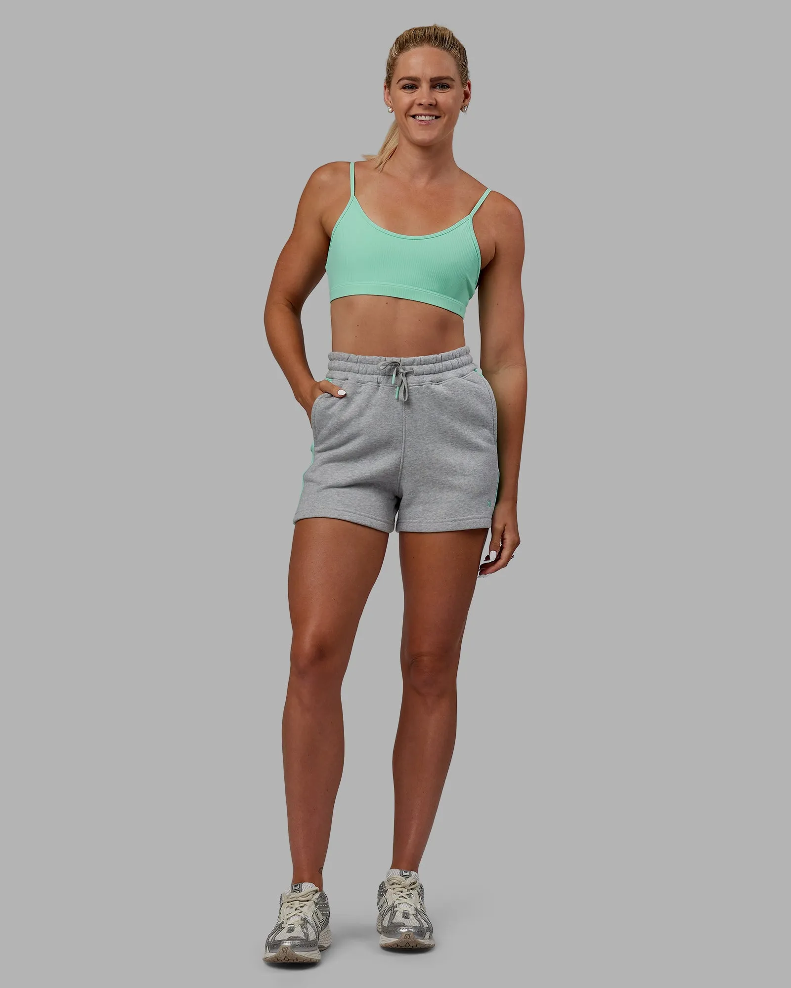 Tenacity Lounge Short - Light Grey Marle-Ice Green