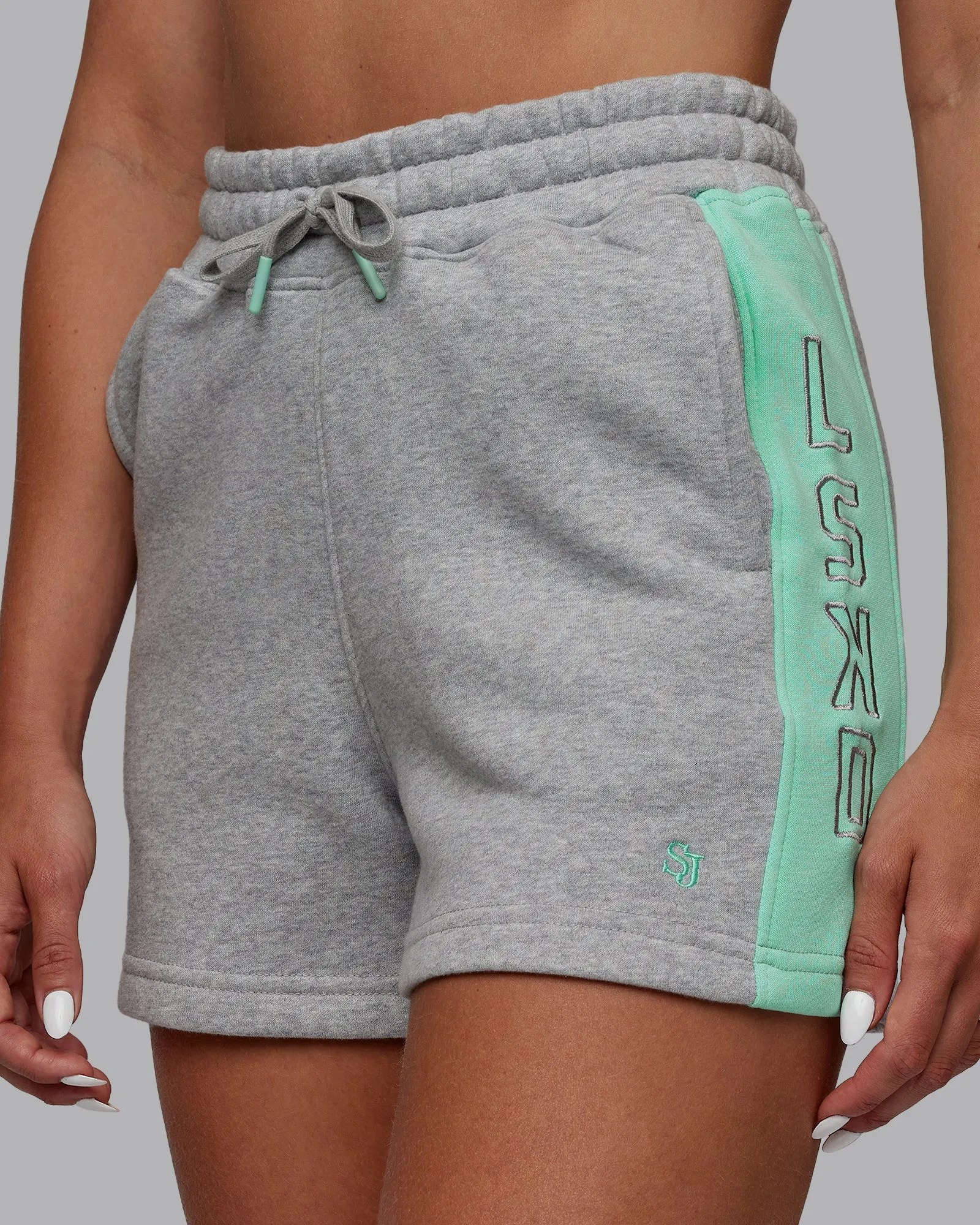 Tenacity Lounge Short - Light Grey Marle-Ice Green
