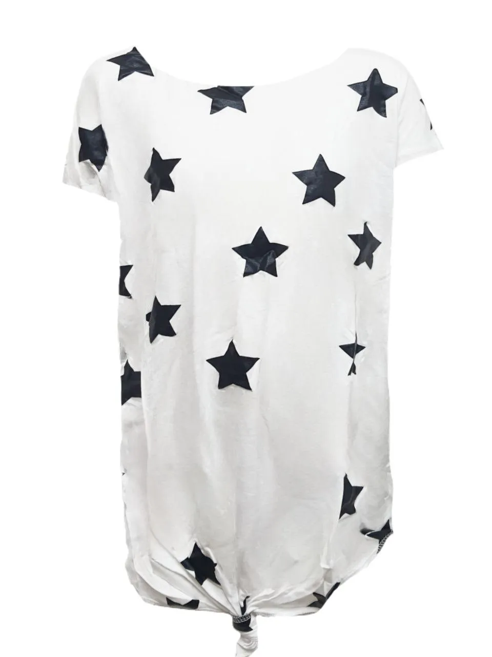 TEREZ Girl's White Stars Foil Bow T-Shirt #12147773 NWT