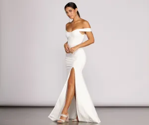 Theia Crepe Stylish Side Slit Gown