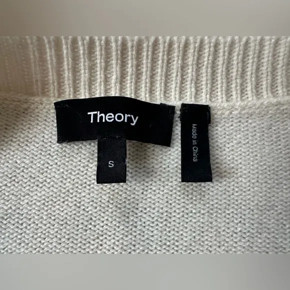 THEORY Karenia BC Feather-soft Cashmere Crewneck Sweater Warm Ivory - Size S