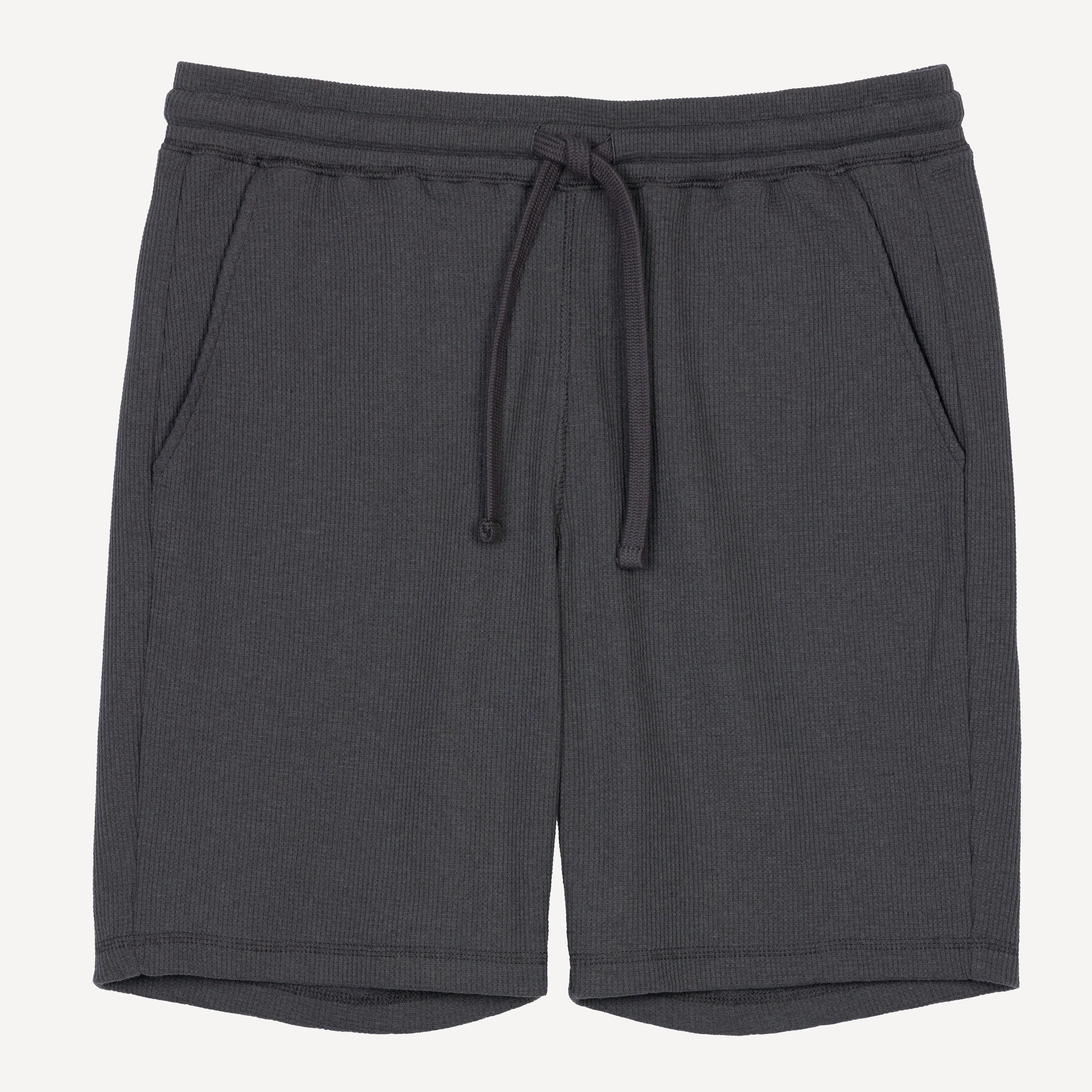 Thermal Waffle Knit Tee & Shorts Set - Medium Grey