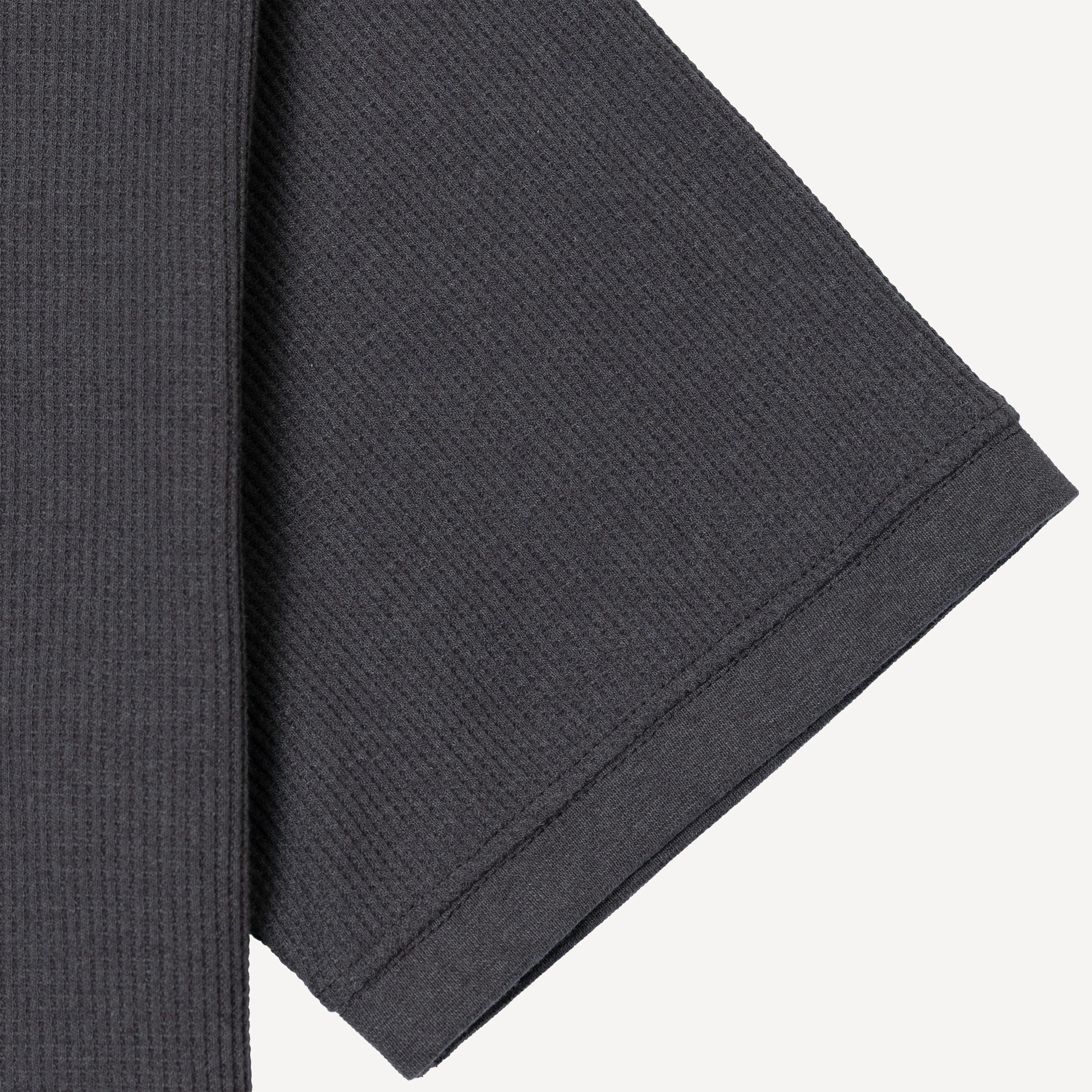 Thermal Waffle Knit Tee & Shorts Set - Medium Grey