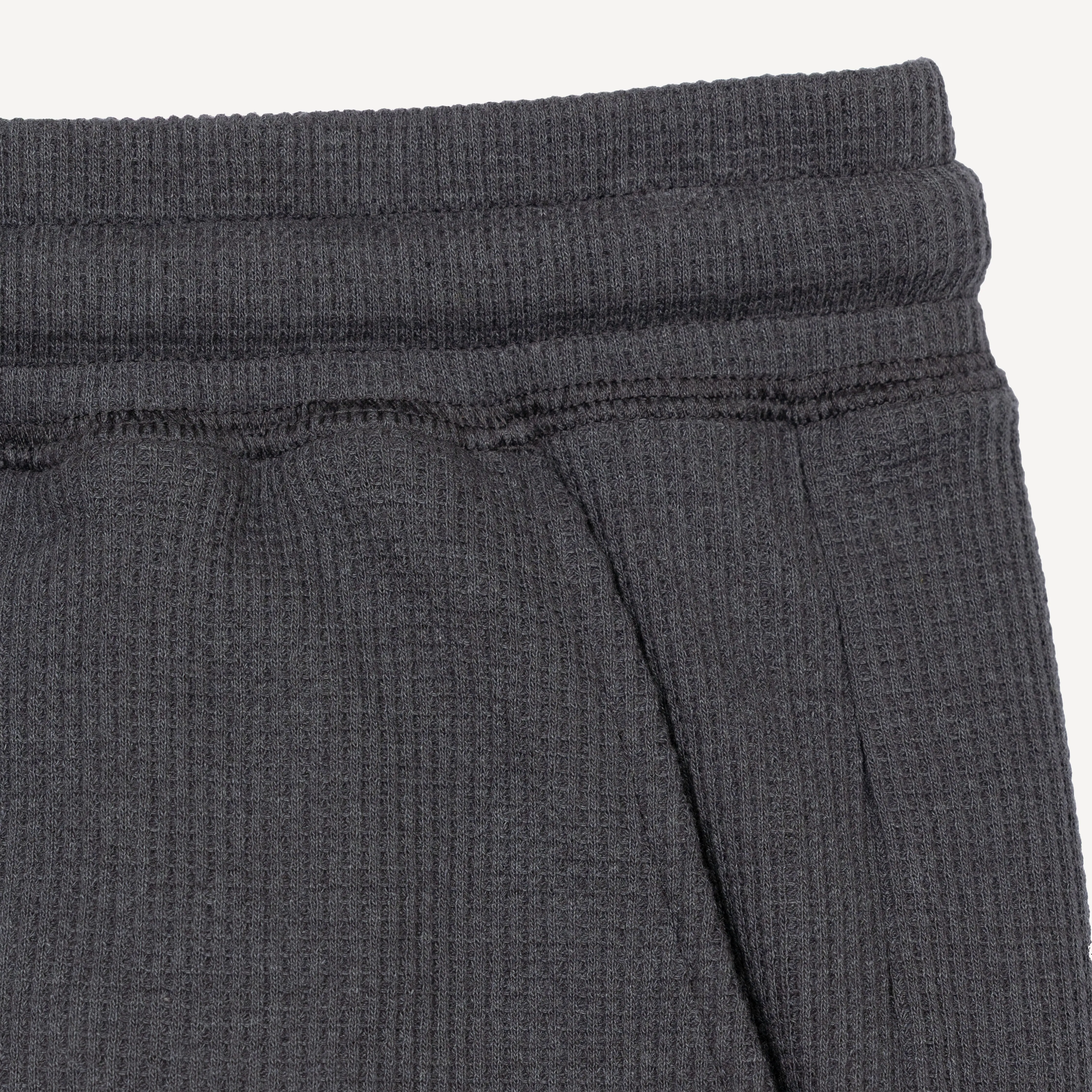 Thermal Waffle Knit Tee & Shorts Set - Medium Grey