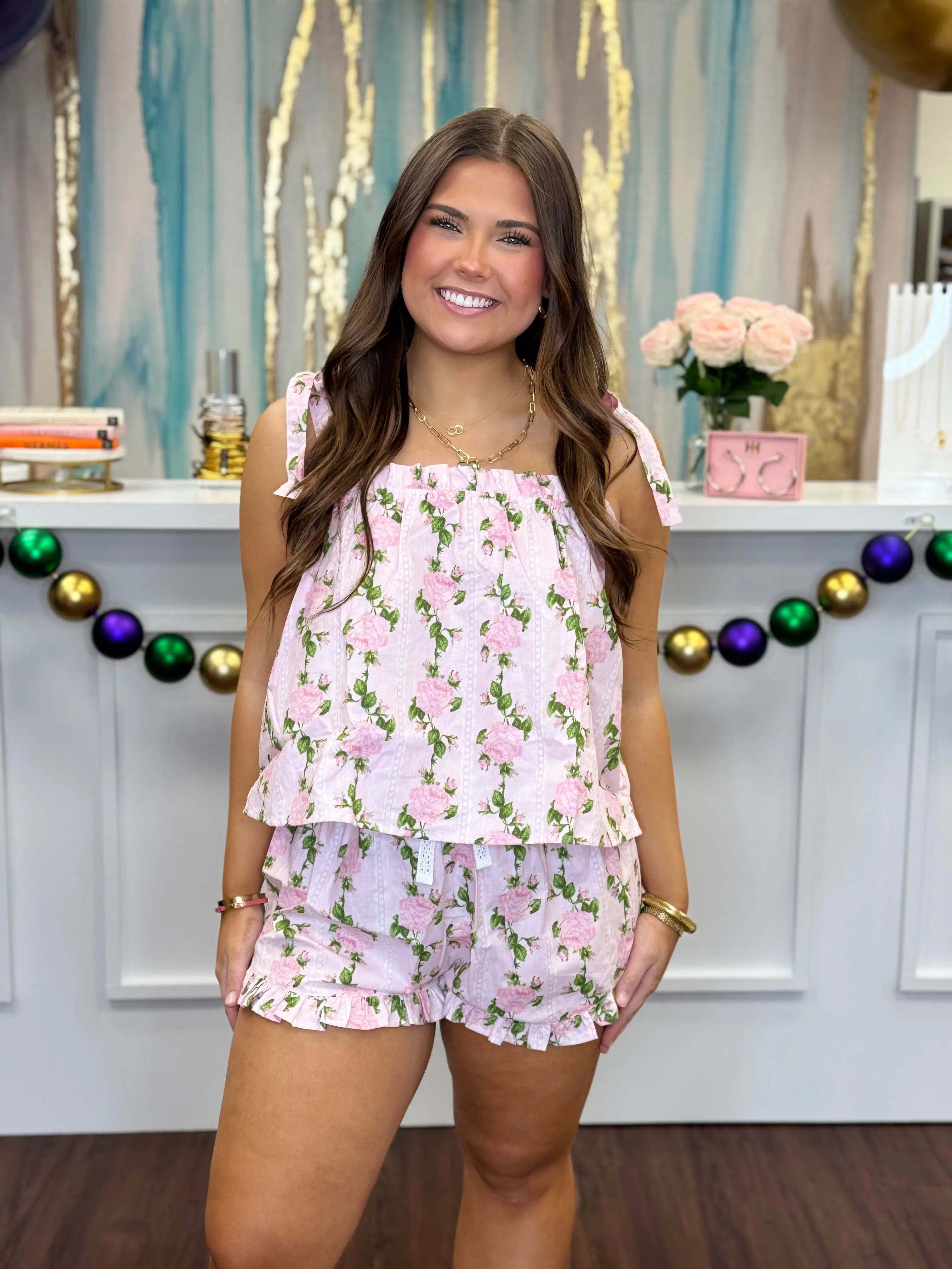 Tie Top PJ Set - Vintage Rose Pink