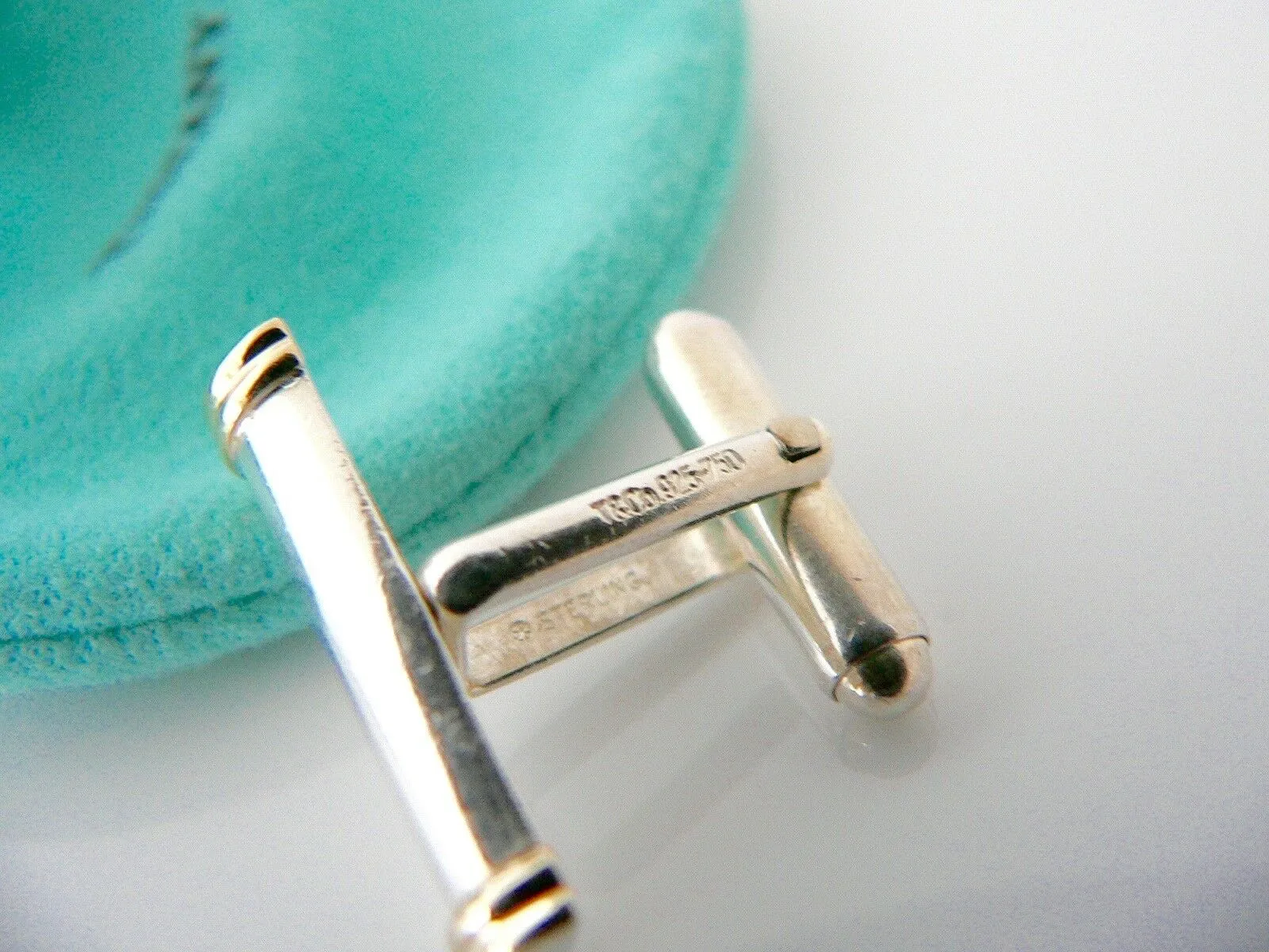 Tiffany & Co Silver 18K Gold Column Bar Cuff Link Cufflink Cufflinks Gift Love