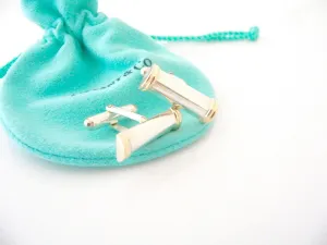 Tiffany & Co Silver 18K Gold Column Bar Cuff Link Cufflink Cufflinks Gift Love