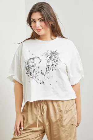 Tiger Graphic Cropped T-Shirt