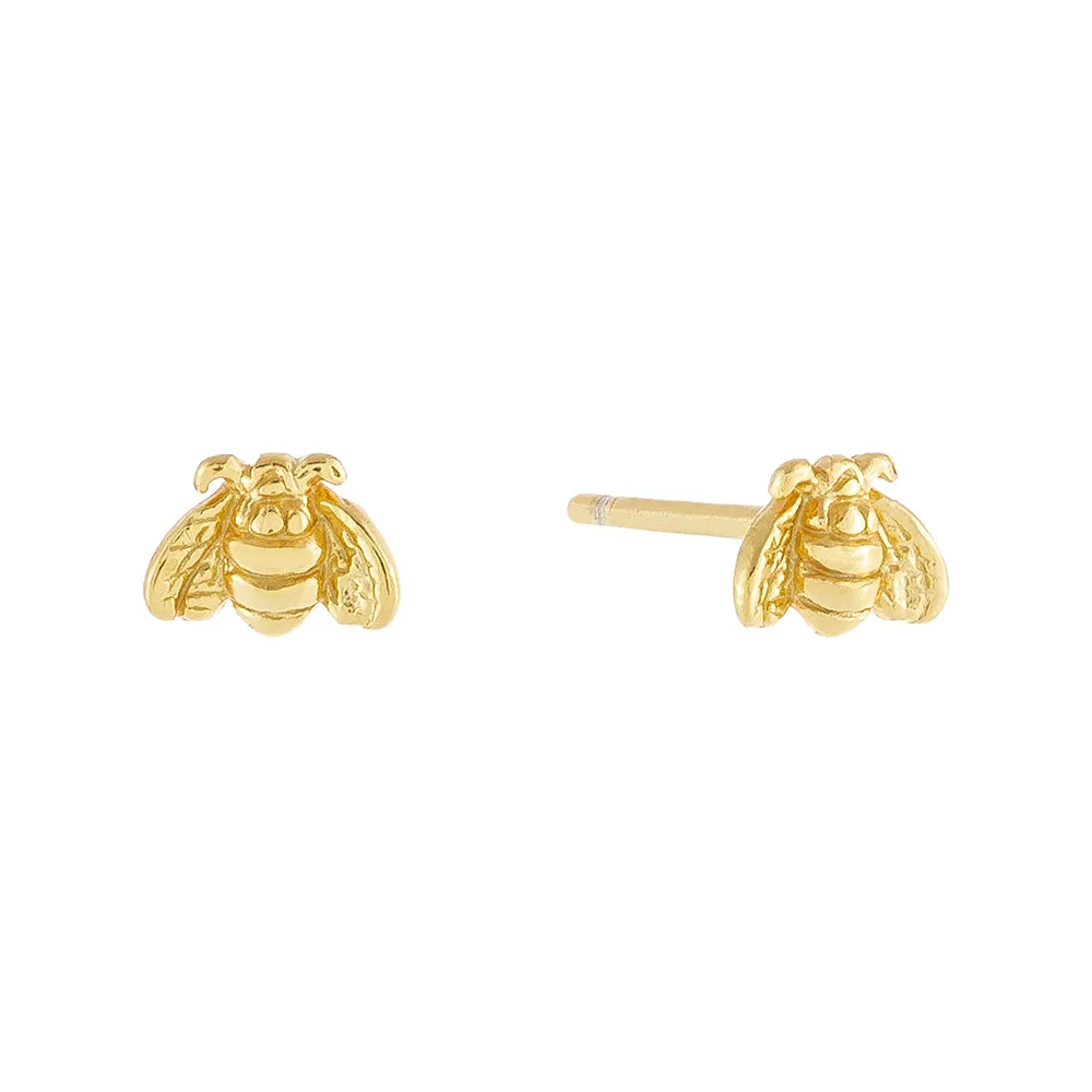 Tiny Solid Bee Stud Earring